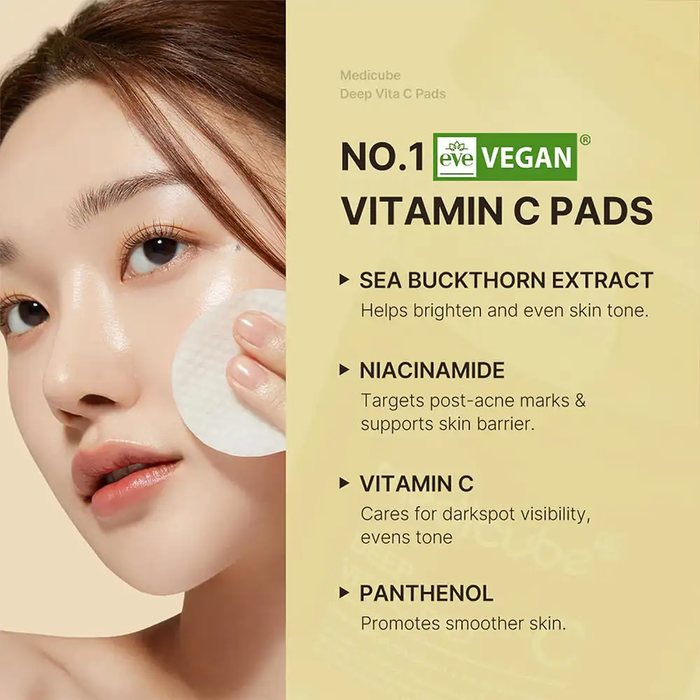 پد تونر روشن‌کننده و شفاف‌کننده ویتامین C مدی کیوب Deep Vita C Pad