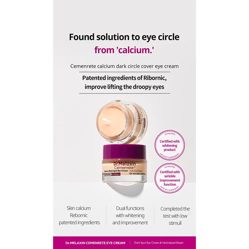 کرم دور چشم کلسیم دارک اسپات دکتر ملاکسین ضد چروک و روشن کننده قوی Dr. Melaxin Cemenrete Calcium Dark Spot Correcting Eye Cream