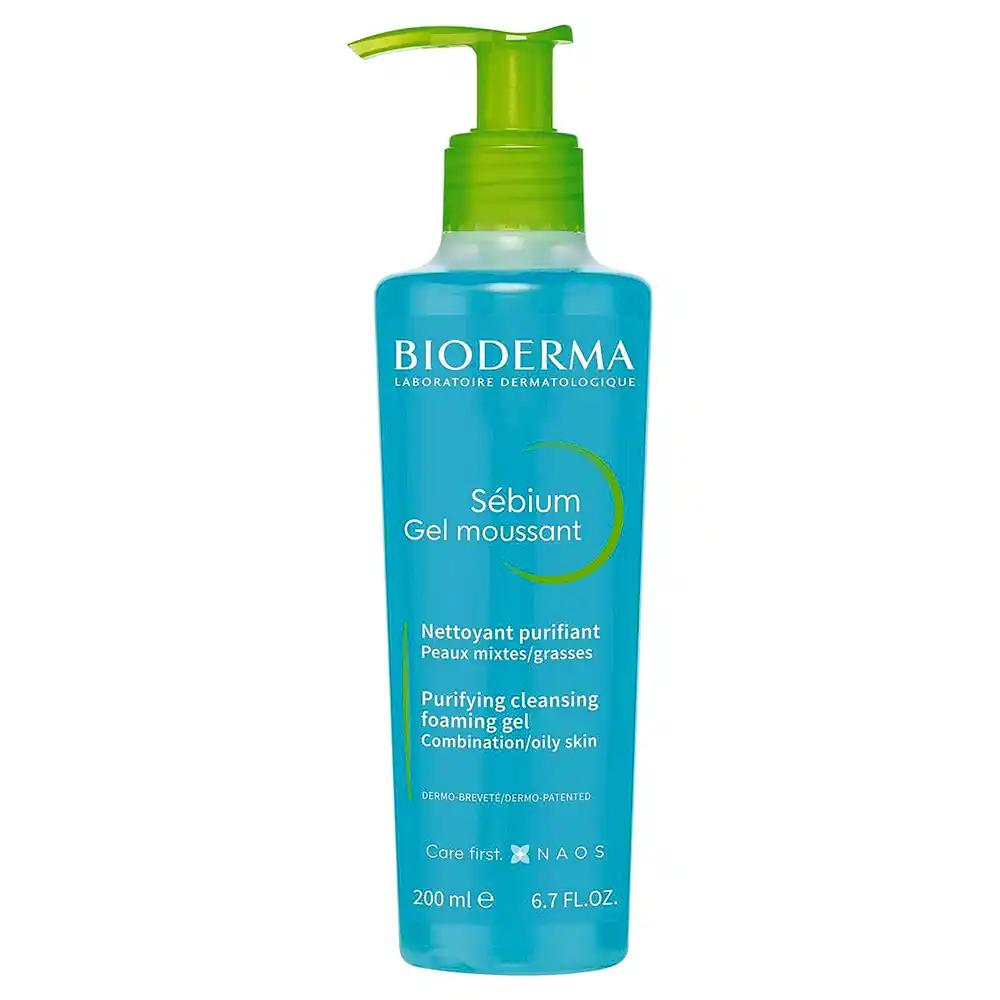 ژل شستشوی صورت سبیوم بایودرما Bioderma Sebium Gel Moussant | پوست چرب و مختلط مستعد آکنه