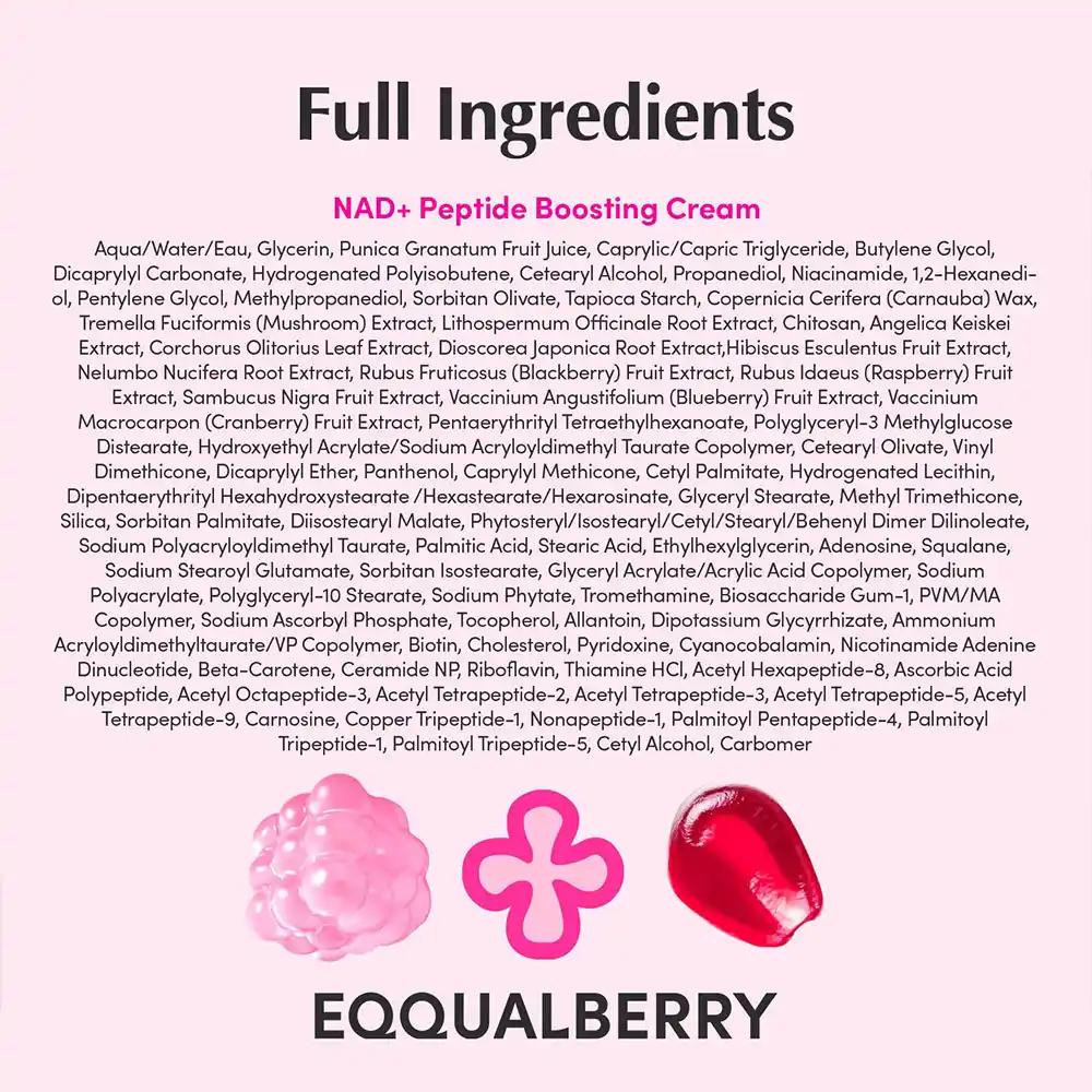 کرم NAD+ و پپتاید اکوال بری ضد چروک و جوان‌ساز EQQUALBERRY NAD+ Peptide Boosting Cream