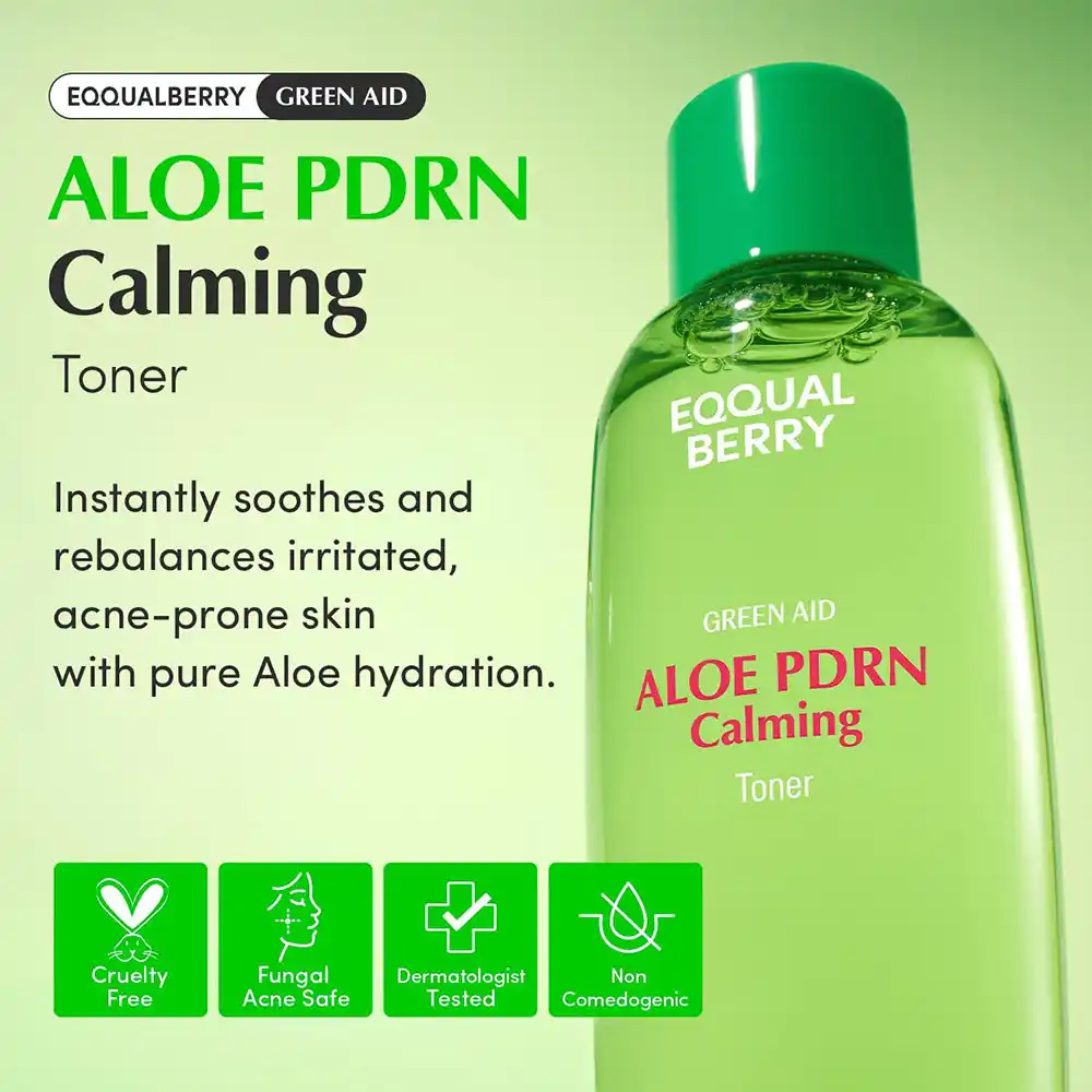 تونر PDRN آلوئه‌ورا اکوال بری تسکین‌دهنده و ترمیم‌کننده پوست EQQUALBERRY Aloe PDRN Calming Toner