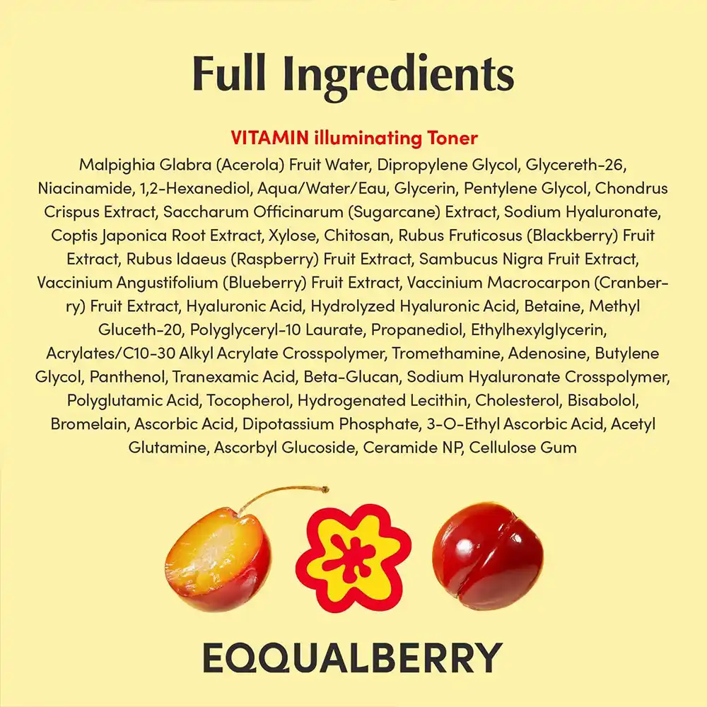 تونر ضد لک و روشن‌کننده ویتامینه اکوال بری EQQUALBERRY Vitamin Illuminating Toner