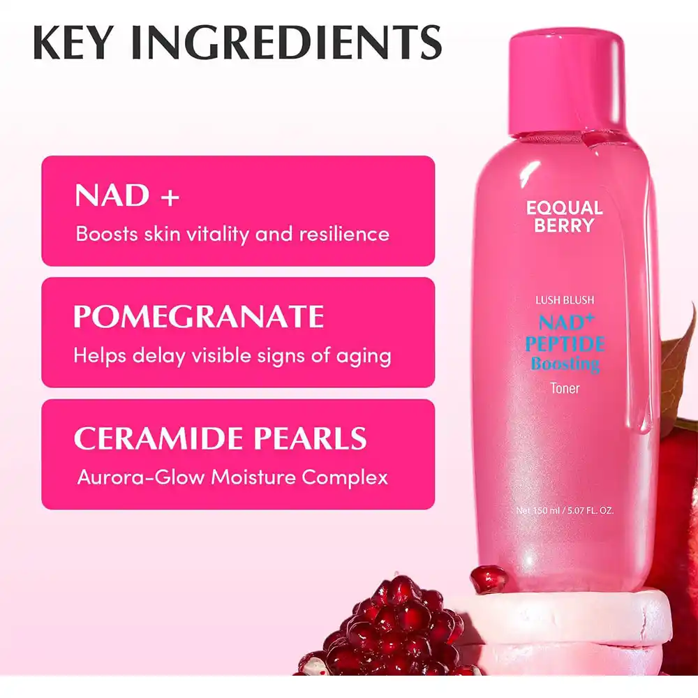 تونر NAD+ و پپتاید اکوال بری ضد چروک، جوان‌ساز و درخشان‌کننده EQQUALBERRY NAD+ Peptide Boosting Toner