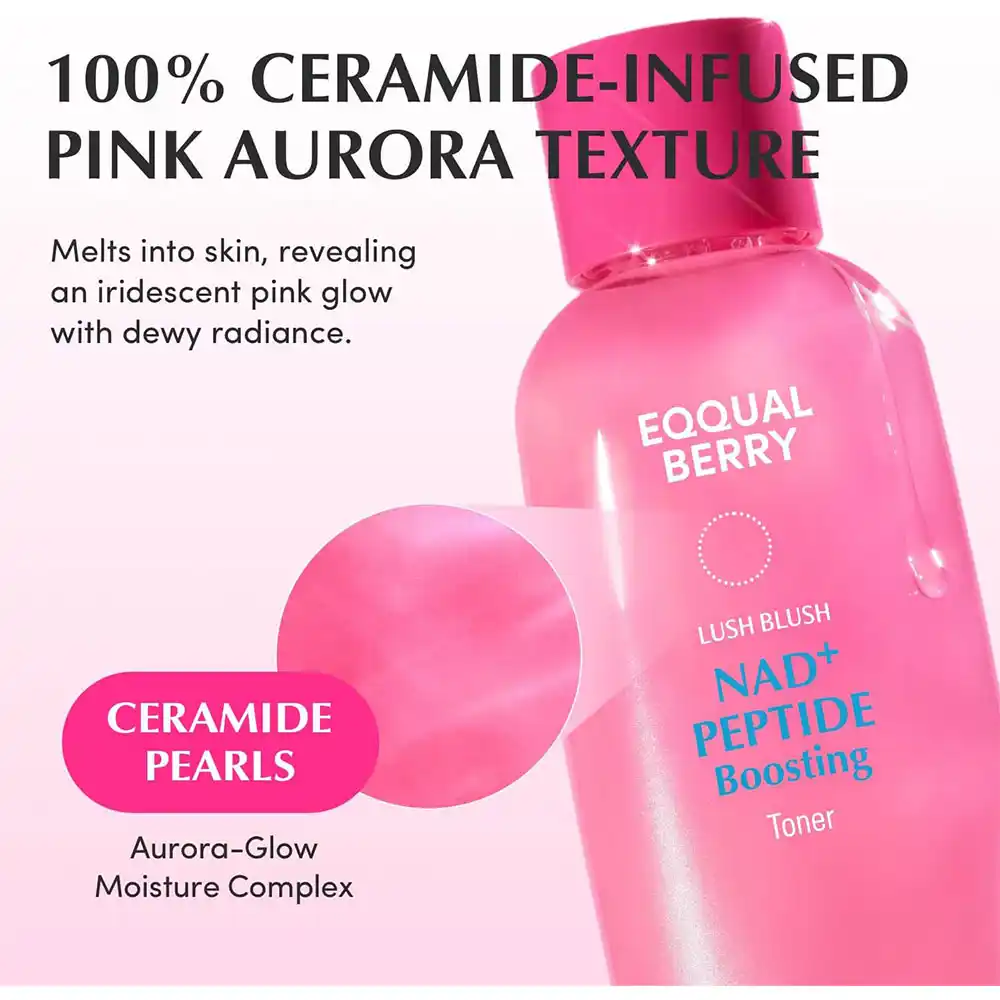 تونر NAD+ و پپتاید اکوال بری ضد چروک، جوان‌ساز و درخشان‌کننده EQQUALBERRY NAD+ Peptide Boosting Toner