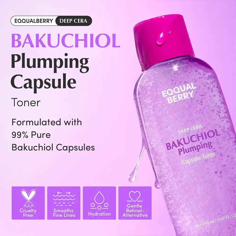 تونر کپسولی باکوچیول پلامپینگ اکوال بری ضد چروک و جوان‌ساز پوست EQQUALBERRY Bakuchiol Plumping Capsule Toner