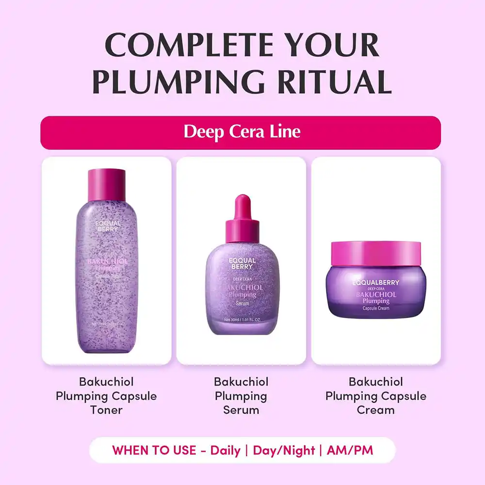 تونر کپسولی باکوچیول پلامپینگ اکوال بری ضد چروک و جوان‌ساز پوست EQQUALBERRY Bakuchiol Plumping Capsule Toner