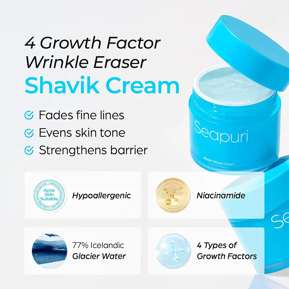 کرم مرطوب‌کننده و ضدچروک سی‌پوری Seapuri Shavik Glacier Cream