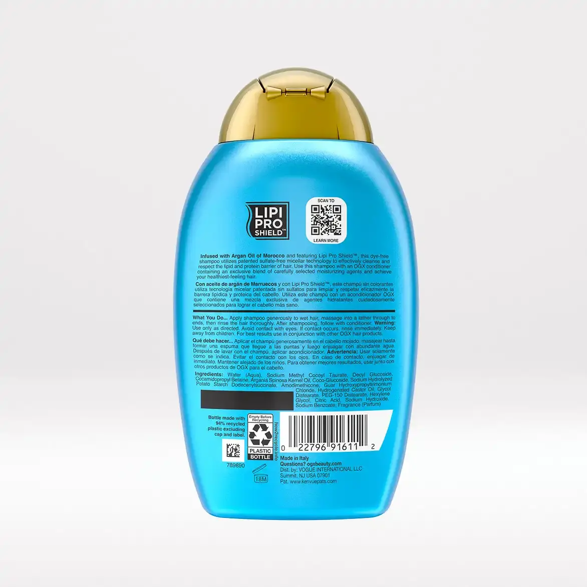 شامپو روغن آرگان بدون سولفات ترمیم و تقویت موهای خشک او جی ایکس OGX Renewing Argan Oil of Morocco Shampoo