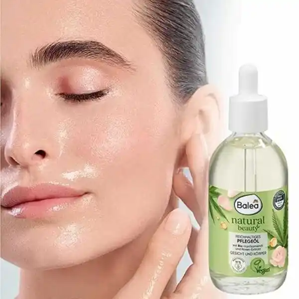 روغن صورت و بدن گیاهی تقویتی با عصاره گل رز و شاهدانه باله‌ آ Balea مدل Natural Beauty حجم 100ml