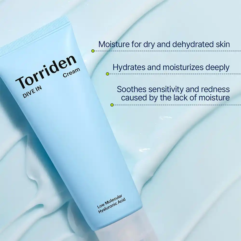 کرم آبرسان هیالورونیک اسید توریدن Torriden DIVE IN Soothing Cream | کنترل منافظ و درخشان کننده پوست