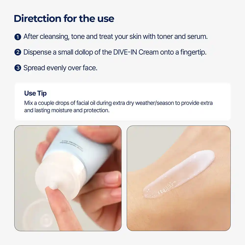 کرم آبرسان هیالورونیک اسید توریدن Torriden DIVE IN Soothing Cream | کنترل منافظ و درخشان کننده پوست