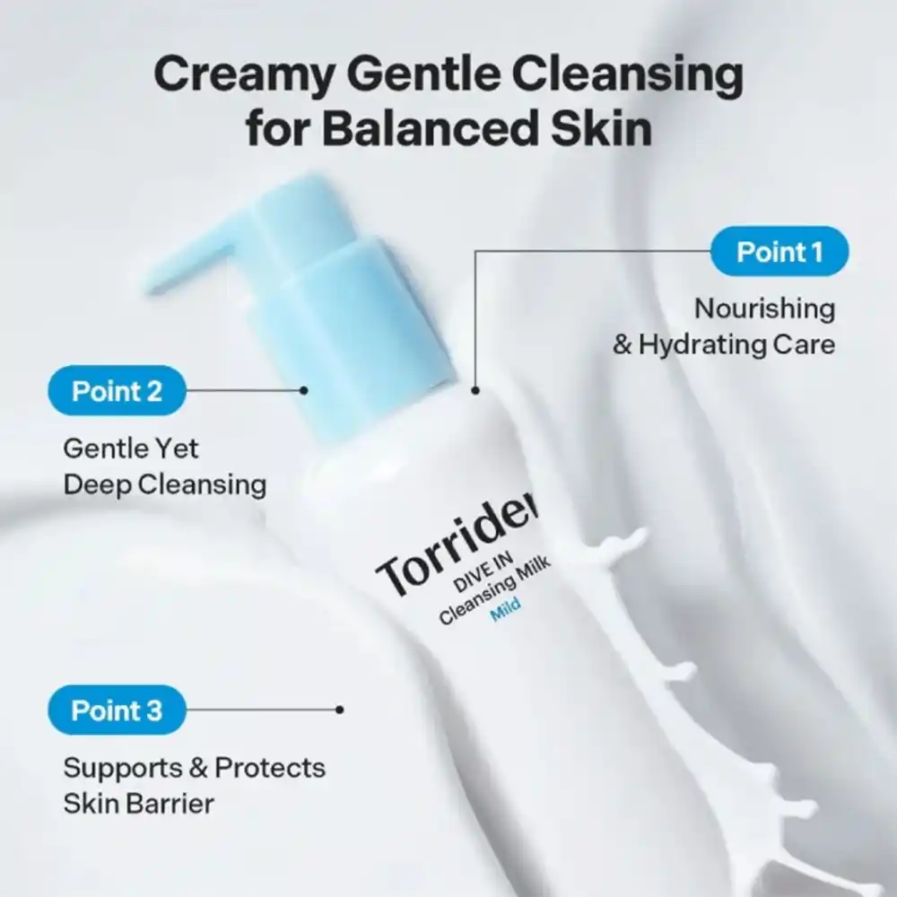شوینده میلکی هیالورونیک اسید توریدن Torriden DIVE IN Cleansing Milk | مرطوب کننده و آبرسان