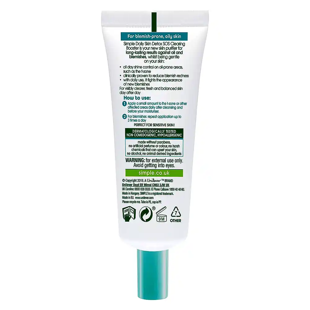 ژل ضد جوش و کاهش التهاب جوش سیمپل Simple SOS Clearing Booster | کنترل چربی پوست چرب