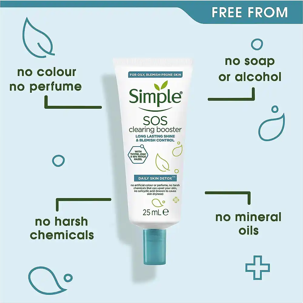 ژل ضد جوش و کاهش التهاب جوش سیمپل Simple SOS Clearing Booster | کنترل چربی پوست چرب