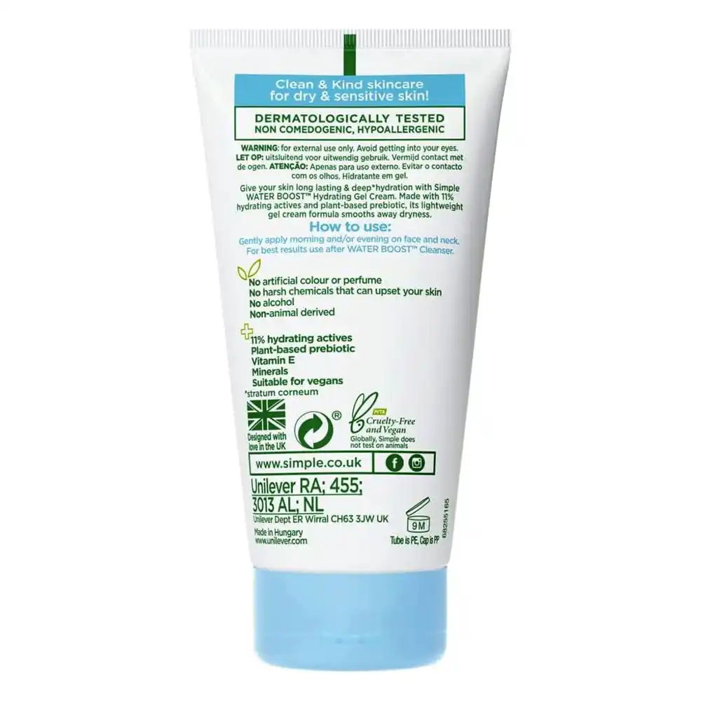 ژل کرم آبرسان و مرطوب کننده سیمپل Simple Water Boost Hydrating Gel Cream | پوست خشک و حساس