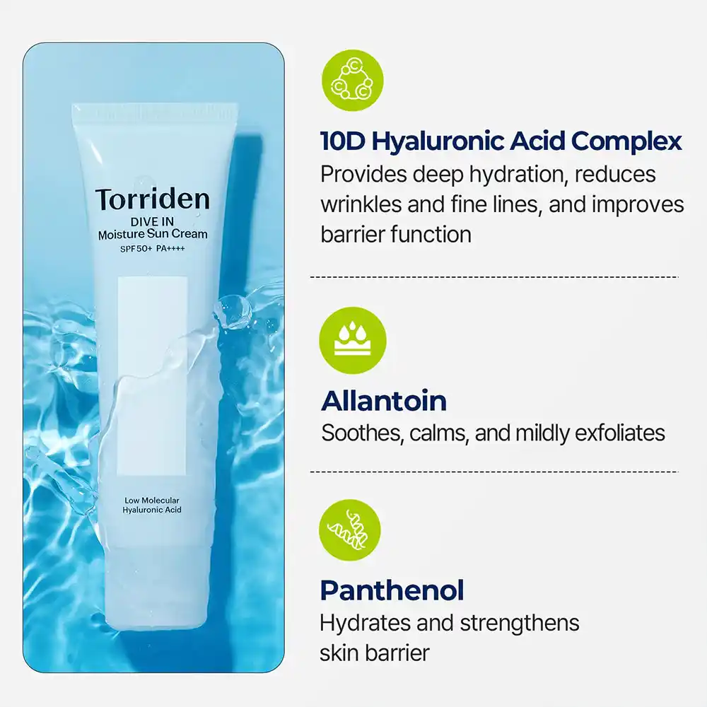 ضد آفتاب آبرسان هیالورونیک اسید توریدن SPF50 |Torriden DIVE-IN Watery Moisture Sun Cream