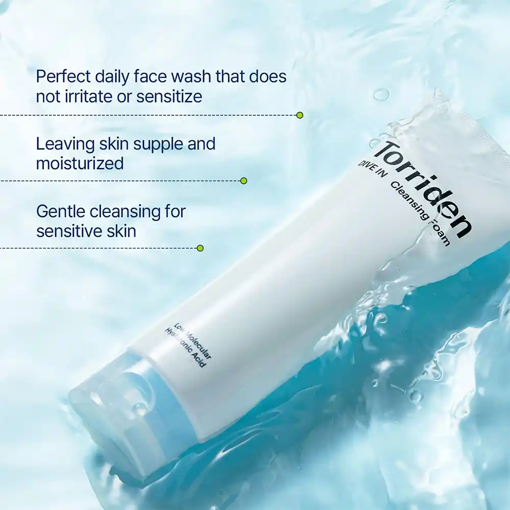 فوم شستشوی ملایم مرطوب‌کننده هیالورونیک اسید توریدن Torriden DIVE IN Cleansing Foam