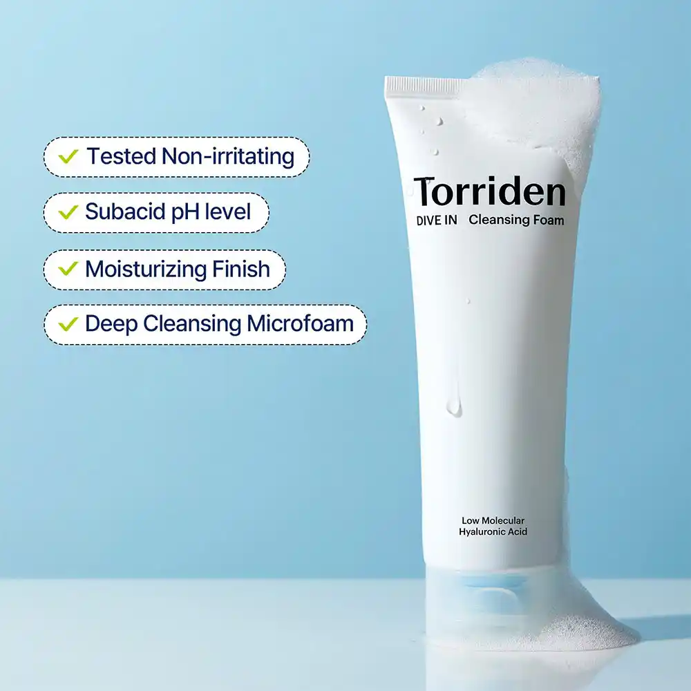 فوم شستشوی ملایم مرطوب‌کننده هیالورونیک اسید توریدن Torriden DIVE IN Cleansing Foam