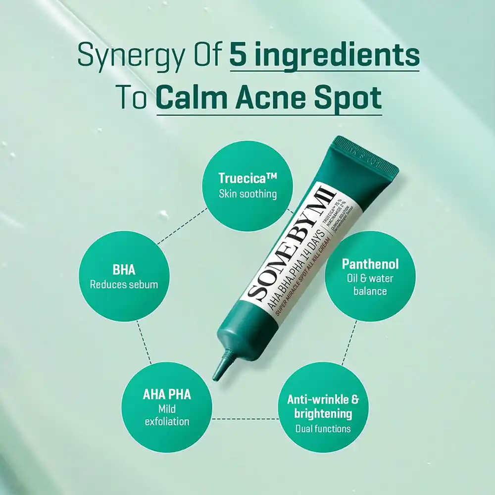 کرم ضد جوش 14 روزه سوپر سام بای می SOME BY MI AHA BHA PHA 14 Days Super Miracle Spot All Kill Cream 30ml | ضد جوش، کاهش جای جوش و لایه‌بردار