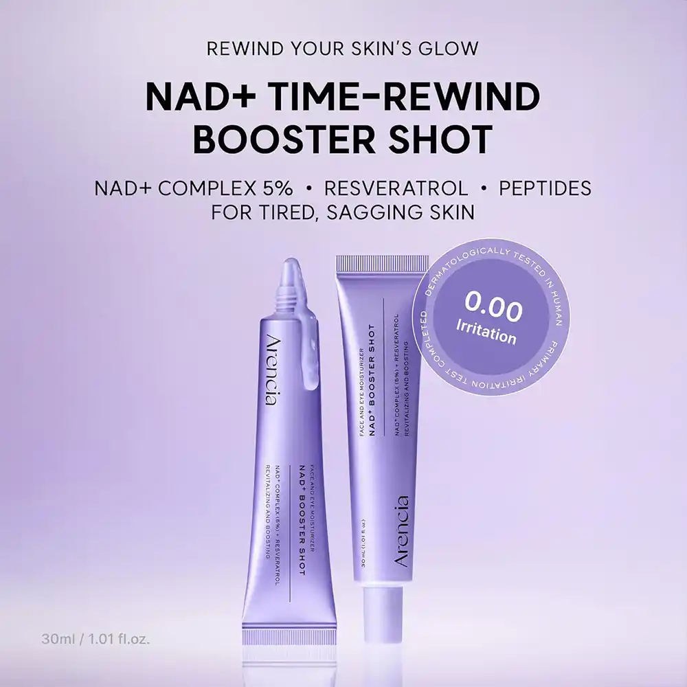 بوستر شات صورت و دور چشم آرنسیا Arencia NAD+ Serum Booster Shot 30ml | ضد چروک، جوانساز و آبرسان