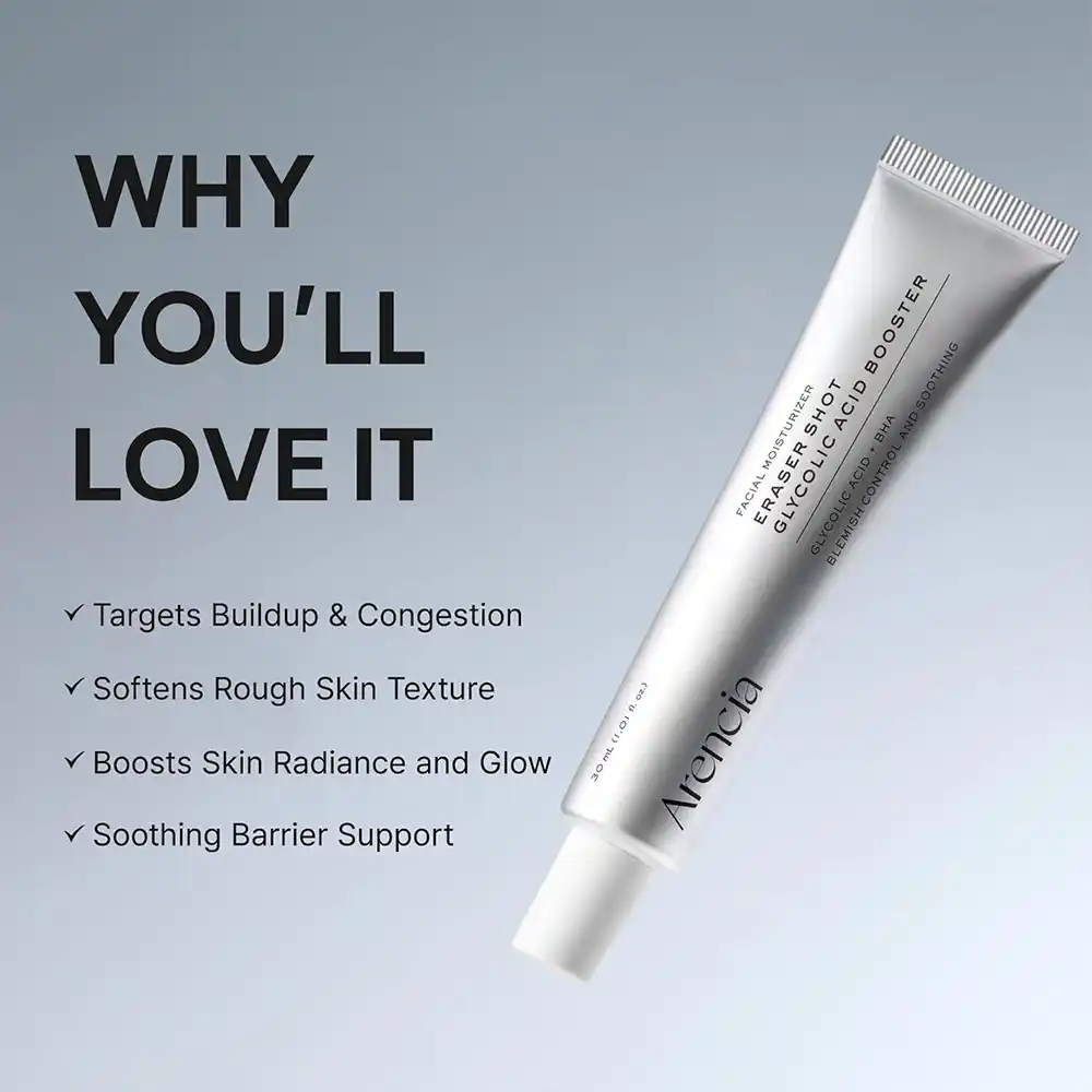 سرم گلیکولیک اسید آرنسیا Arencia Glycolic Acid Booster Serum 30ml | لایه‌بردار، کنترل چربی و کاهش ظاهر منافذ