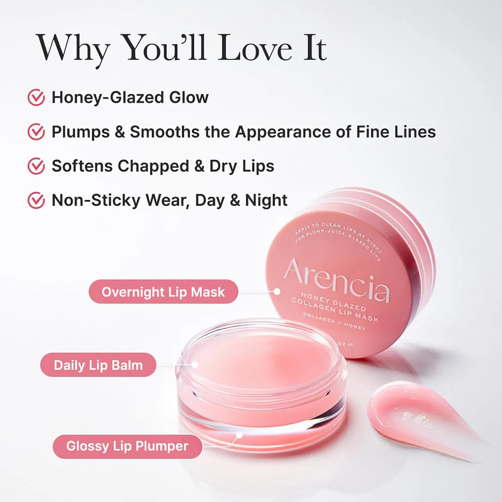 ماسک لب عسل و کلاژن آرنسیا Arencia Honey Glazed Collagen Lip Mask 15g| مرطوب کننده و ترمیم کننده لب