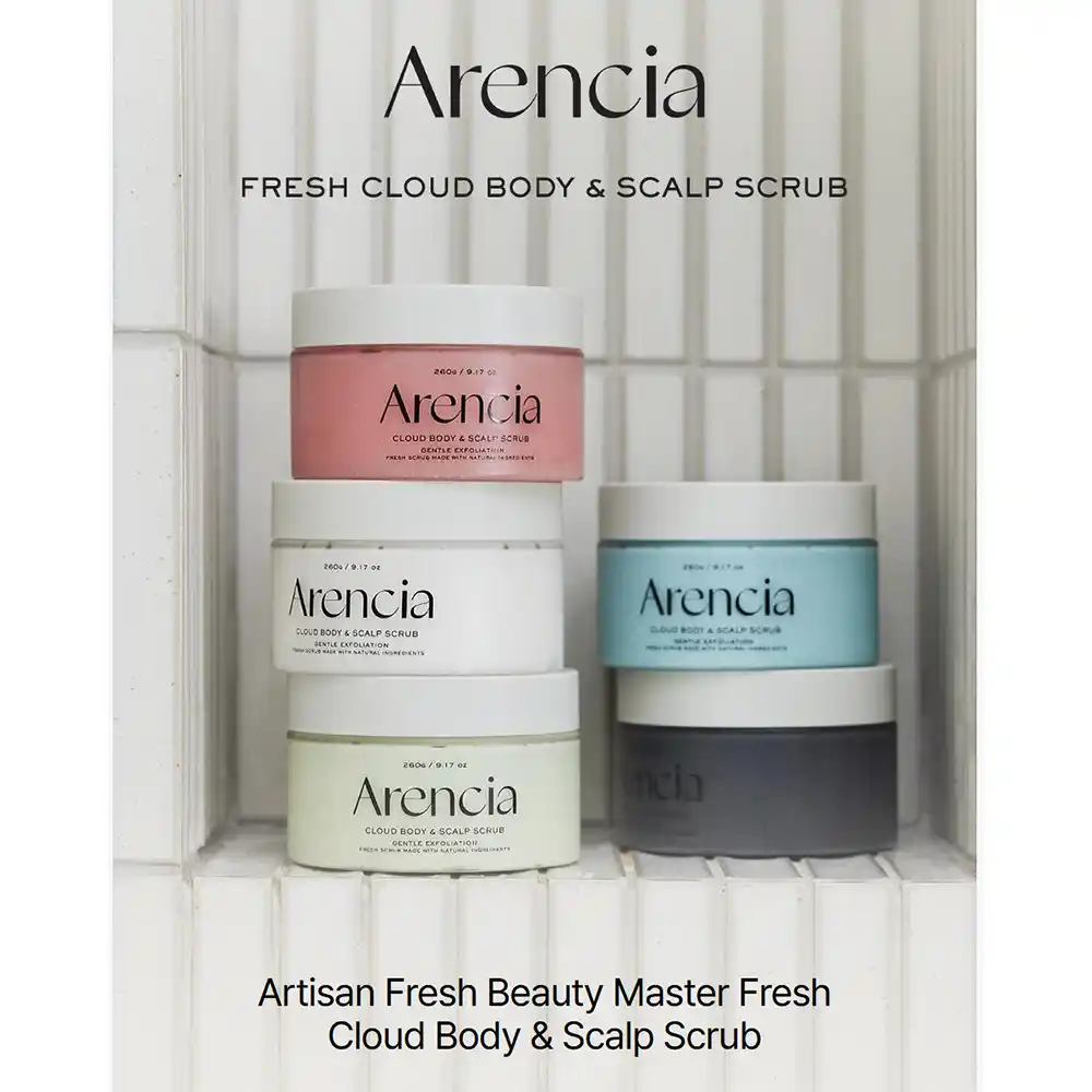 اسکراب کف سر و بدن آرنسیا صورتی Arencia Fresh Cloud Sea Salt Body Scalp Scrub Pink | لایه‌بردار ملایم و پاکسازی عمقی