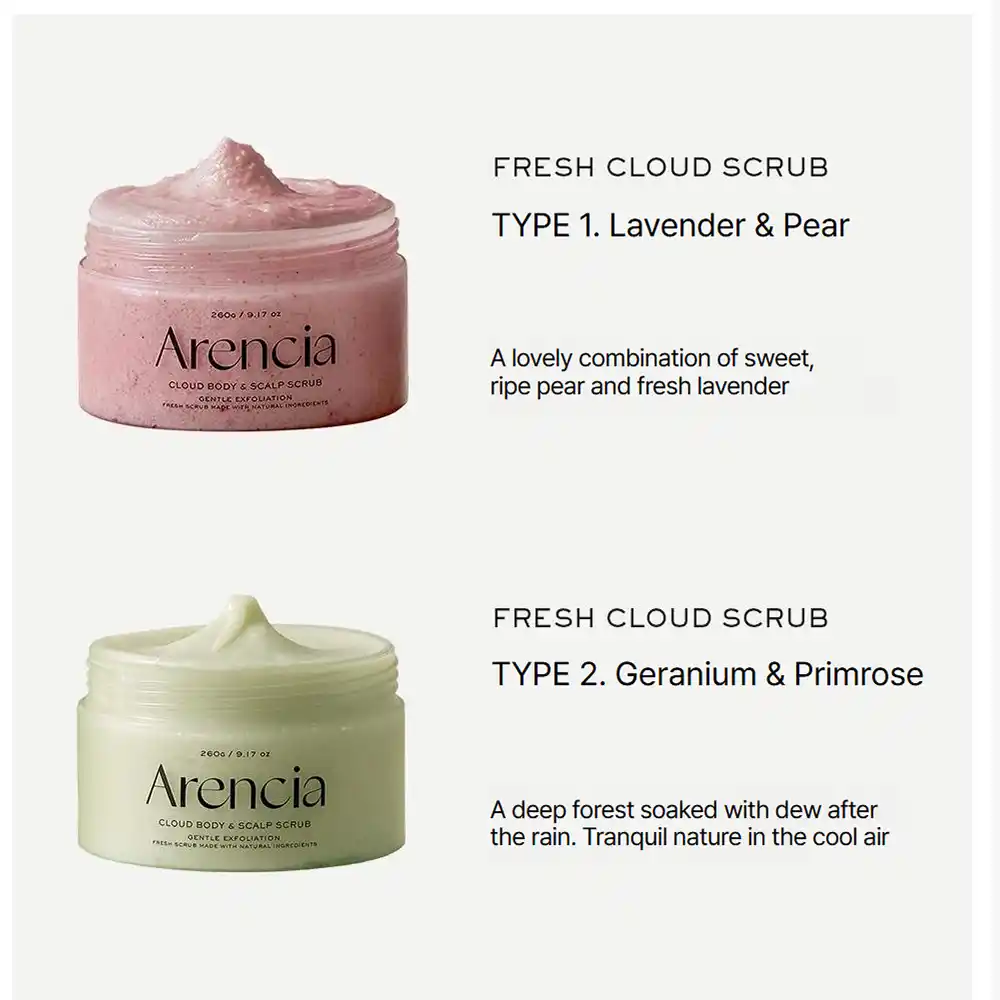 اسکراب کف سر و بدن آرنسیا صورتی Arencia Fresh Cloud Sea Salt Body Scalp Scrub Pink | لایه‌بردار ملایم و پاکسازی عمقی