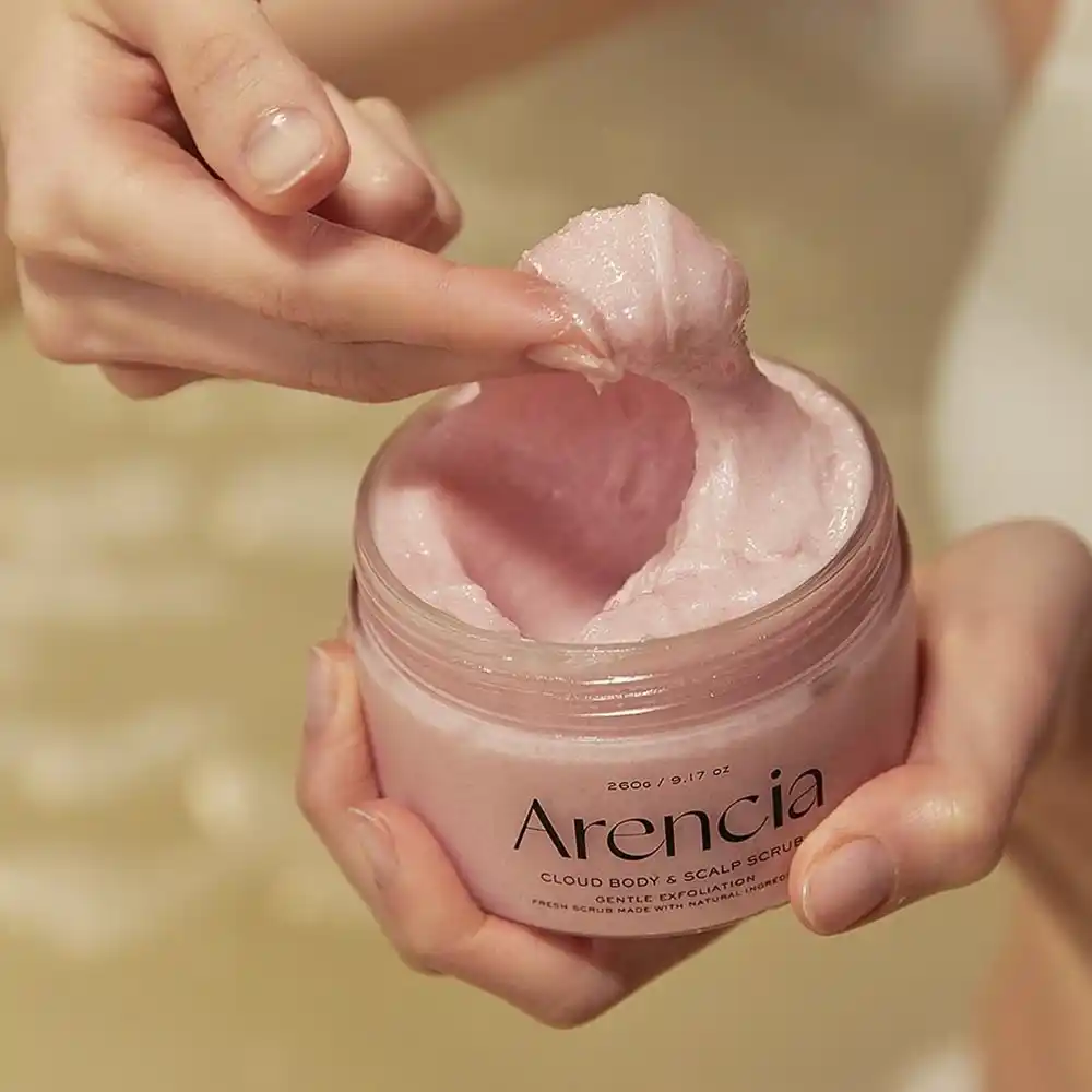 اسکراب کف سر و بدن آرنسیا صورتی Arencia Fresh Cloud Sea Salt Body Scalp Scrub Pink | لایه‌بردار ملایم و پاکسازی عمقی