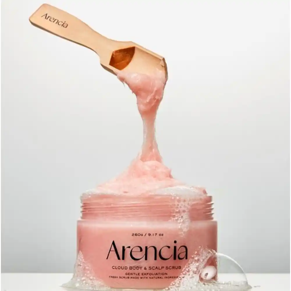 اسکراب کف سر و بدن آرنسیا صورتی Arencia Fresh Cloud Sea Salt Body Scalp Scrub Pink | لایه‌بردار ملایم و پاکسازی عمقی