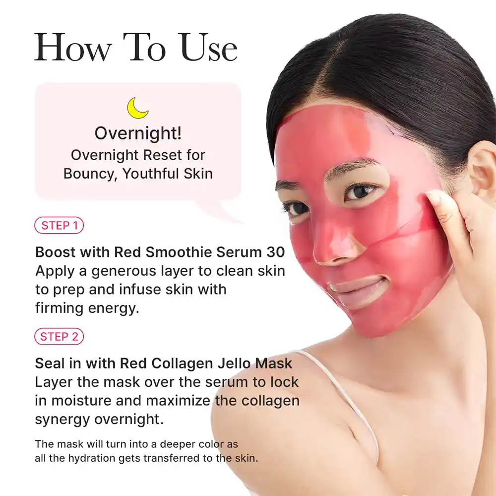 ماسک ژلی کلاژن قرمز آرنسیا Arencia Red Collagen Jello Mask 4ea | آبرسان، ضد چروک و تقویت‌کننده سد دفاعی پوست