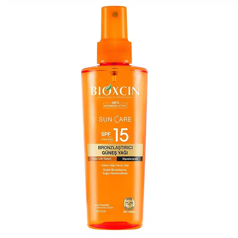 روغن ضد آفتاب و برنزه کننده پوست بیوکسین SPF 15 BIOXCIN حجم 200 میل