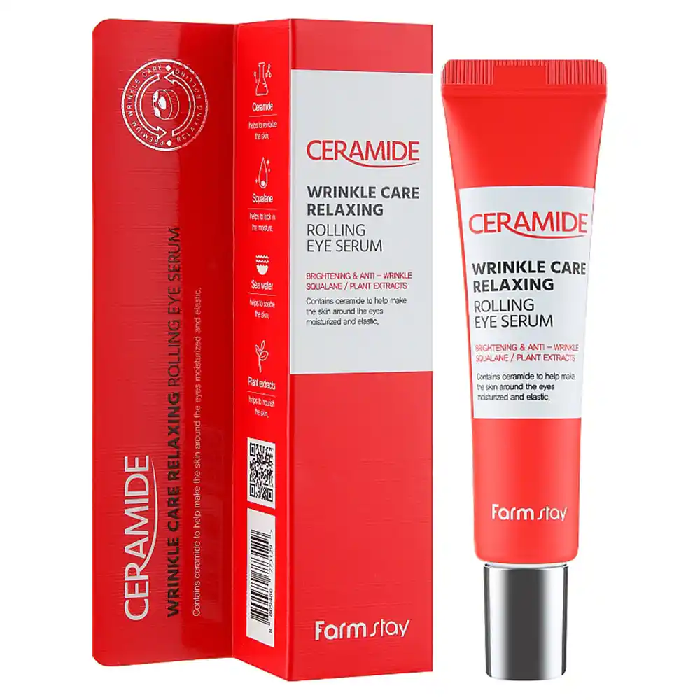 سرم ضد چروک و روشن‌کننده دور چشم رولی سرامید فارم استی Farmstay Ceramide Wrinkle Care Relaxing