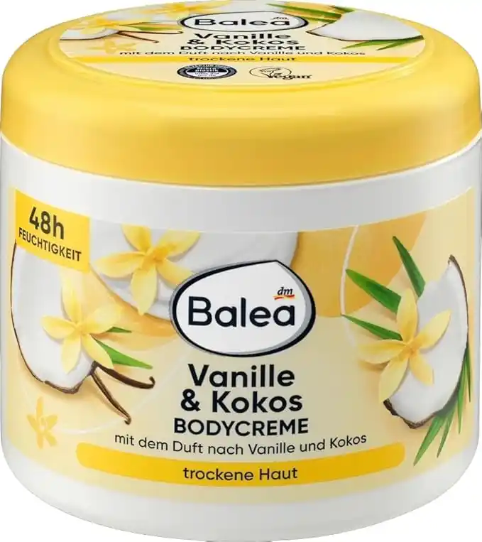 کرم بدن نارگیل و وانیل باله آ Balea Vanille & Kokos تغذیه عمیق پوست خشک، 500 میلی‌لیتر