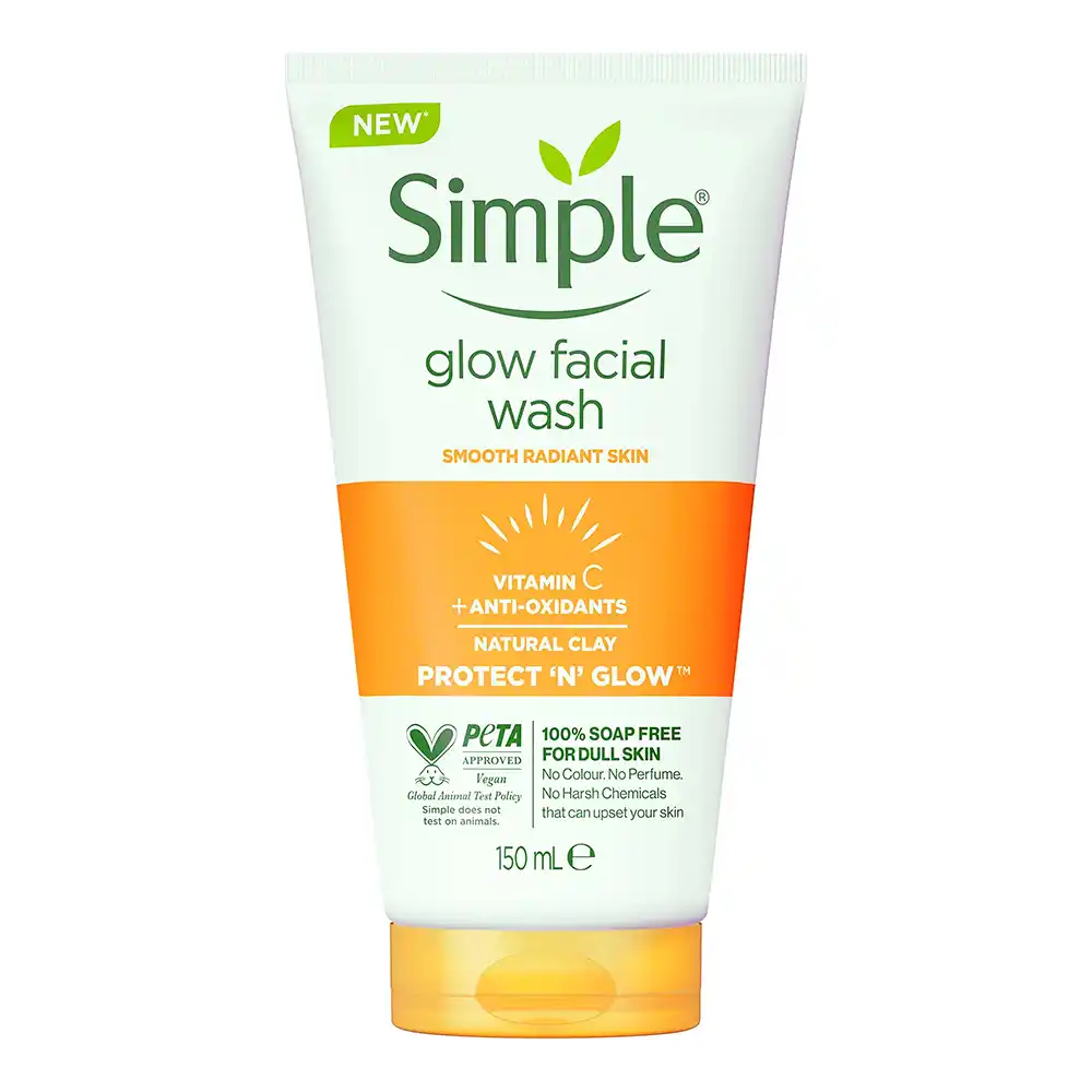 ژل شستشو صورت ویتامین سی سیمپل Simple Vitamin C Glow Face Wash | روشن‌کننده پوست و کنترل منافظ باز