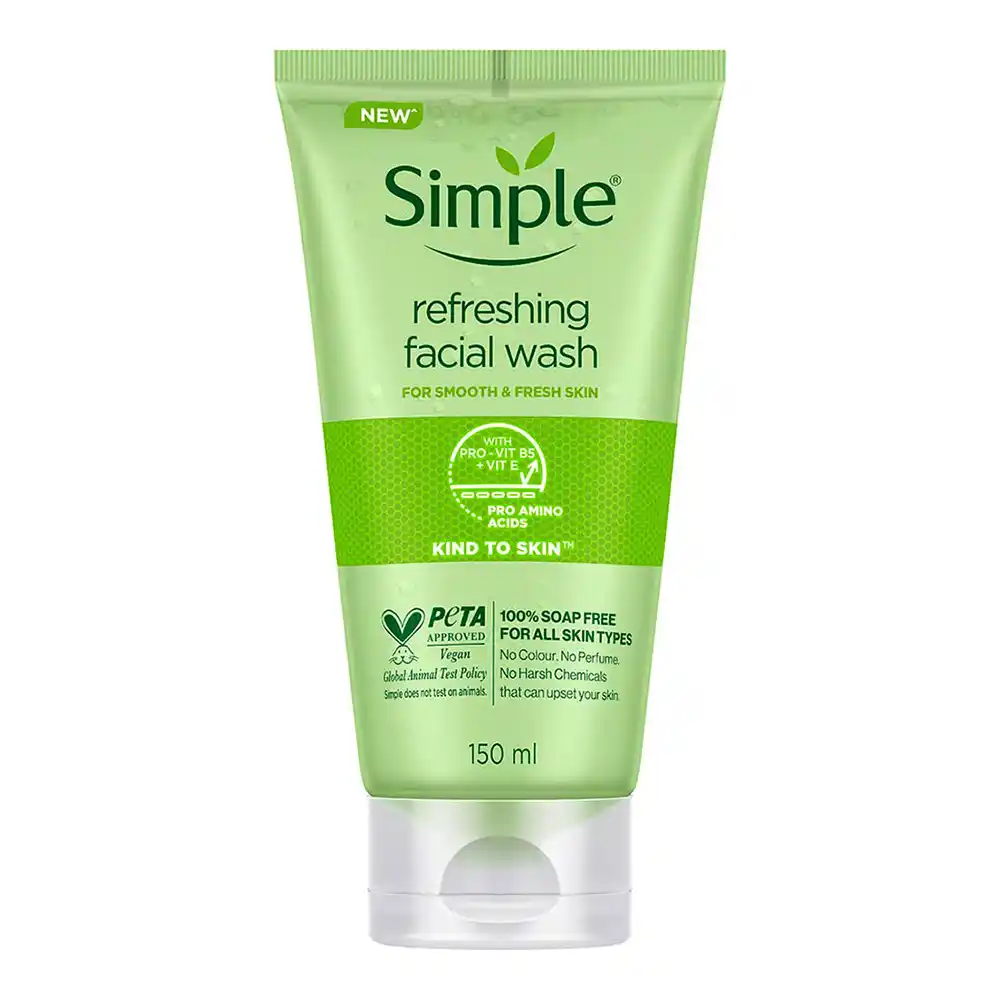 ژل شستشوی ملایم و متعادل کننده ph صورت سیمپل Simple Kind to Skin Refreshing Facial Wash Gel | انواع پوست