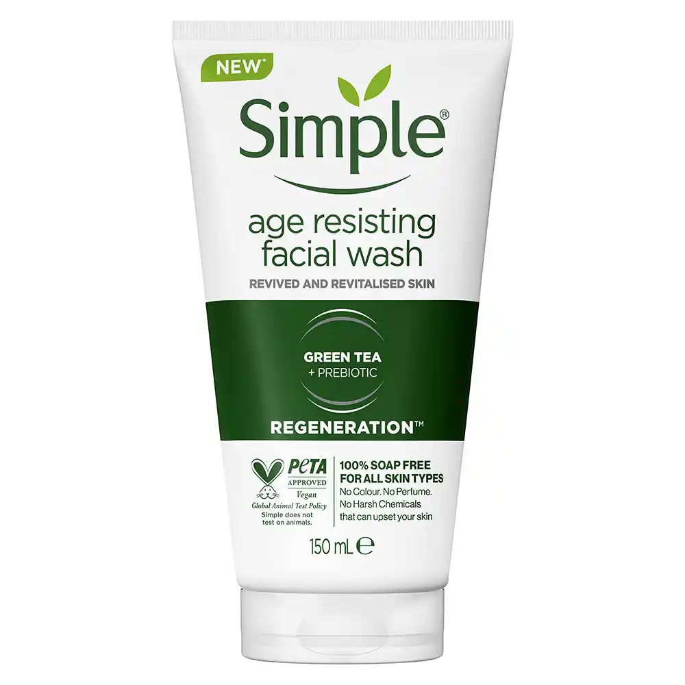 ژل شستشوی ضد پیری چای سبز سیمپل Simple Regeneration Age Resisting Face Wash