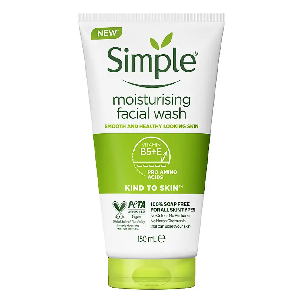 ژل شستشوی مرطوب‌کننده صورت سیمپل Simple Kind to Skin Moisturising Facial Wash | پاکسازی ملایم پوست خشک