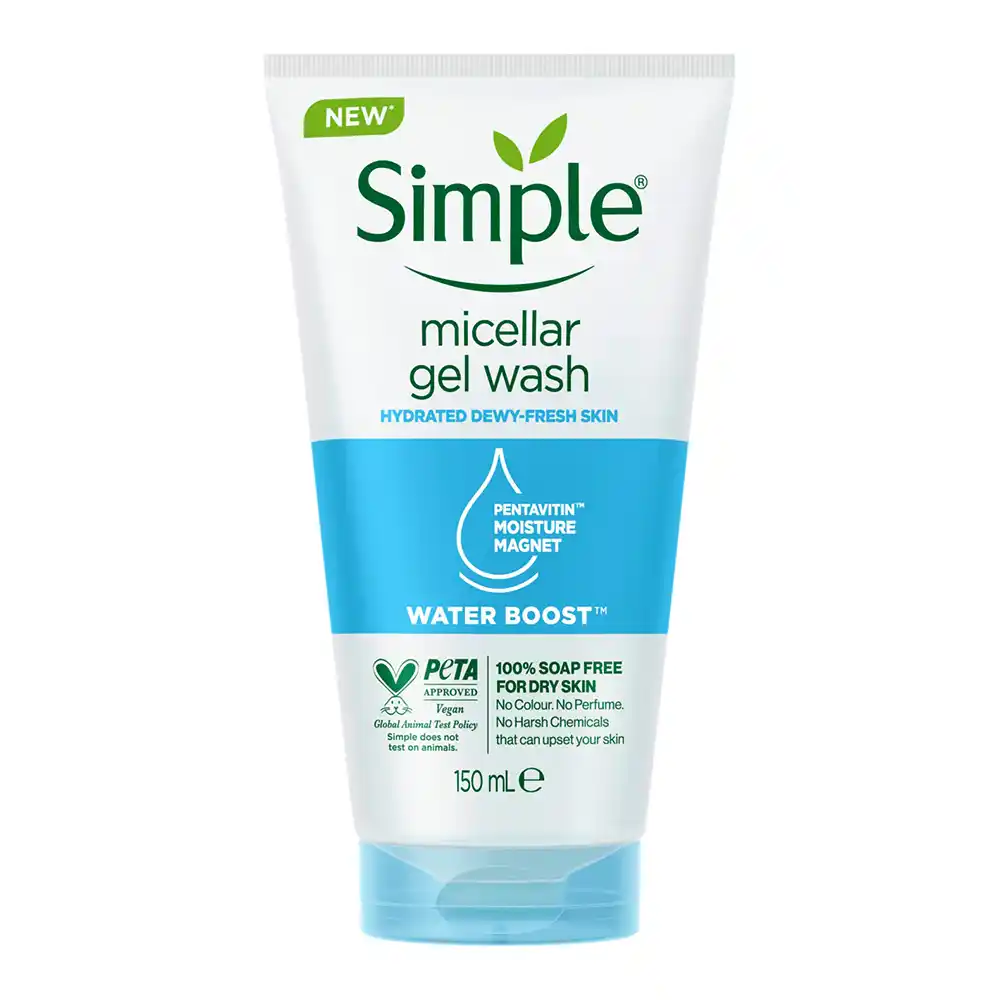 ژل شوینده میسلار صورت سیمپل Simple Water Boost Micellar Gel Facial Wash | پاکسازی ملایم پوست خشک و حساس