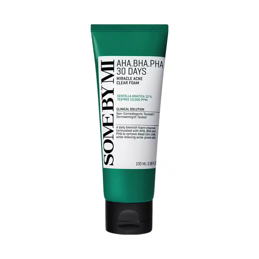 فوم ضد جوش لایه بردار میراکل سام بای می SOME BY MI AHA BHA PHA 30 Days Miracle Acne Clear Foam 100ml | پاکسازی منافذ و کنترل چربی