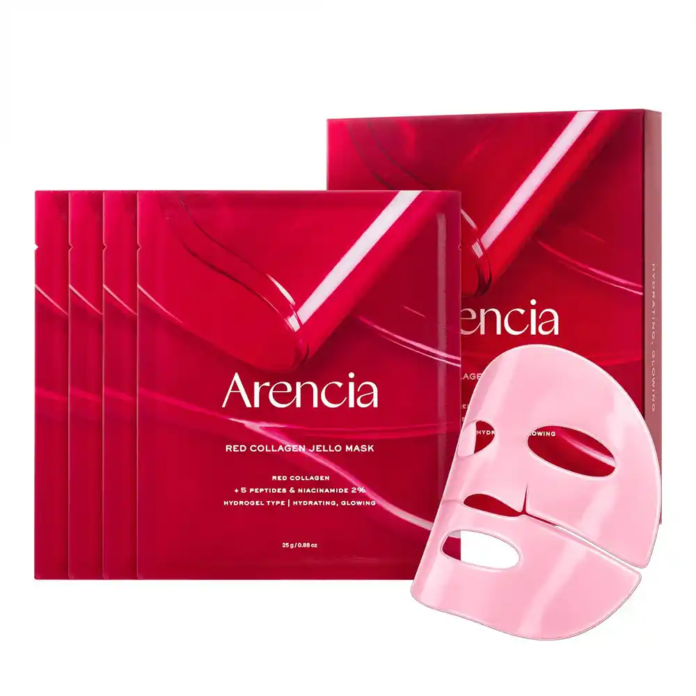 ماسک ژلی کلاژن قرمز آرنسیا Arencia Red Collagen Jello Mask 4ea | آبرسان، ضد چروک و تقویت‌کننده سد دفاعی پوست