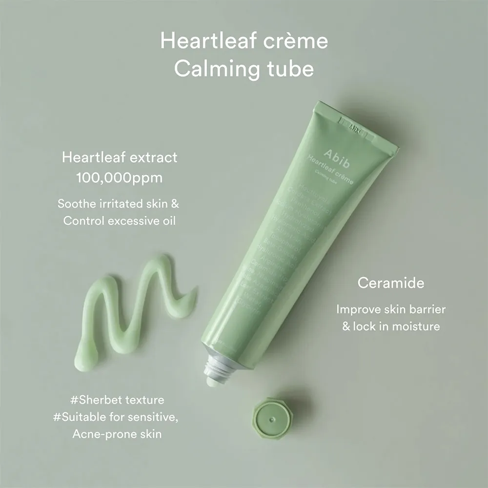 کرم تسکین دهنده هارتلیف ابیب  Abib Heartleaf Cream Calming Tube |  مرطوب کننده و کمک به کاهش قرمزی وآبرسان