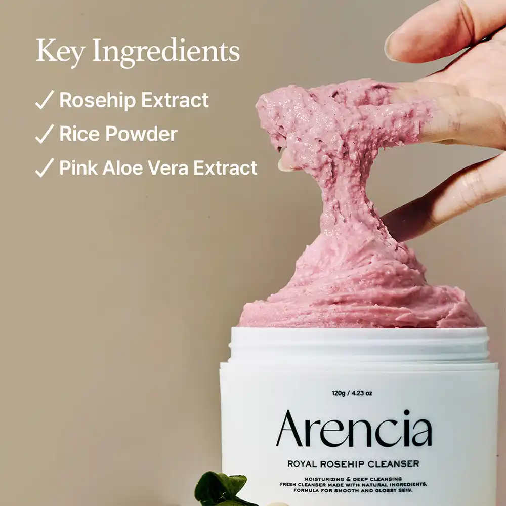پاک کننده عمقی موچی رز هیپ آرنسیا | شوینده روشن کننده و لایه بردار ملایم پوست Arencia Fresh Rosehip Rice Mochi Cleanser