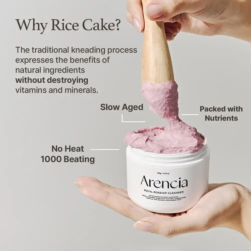 پاک کننده عمقی موچی رز هیپ آرنسیا | شوینده روشن کننده و لایه بردار ملایم پوست Arencia Fresh Rosehip Rice Mochi Cleanser
