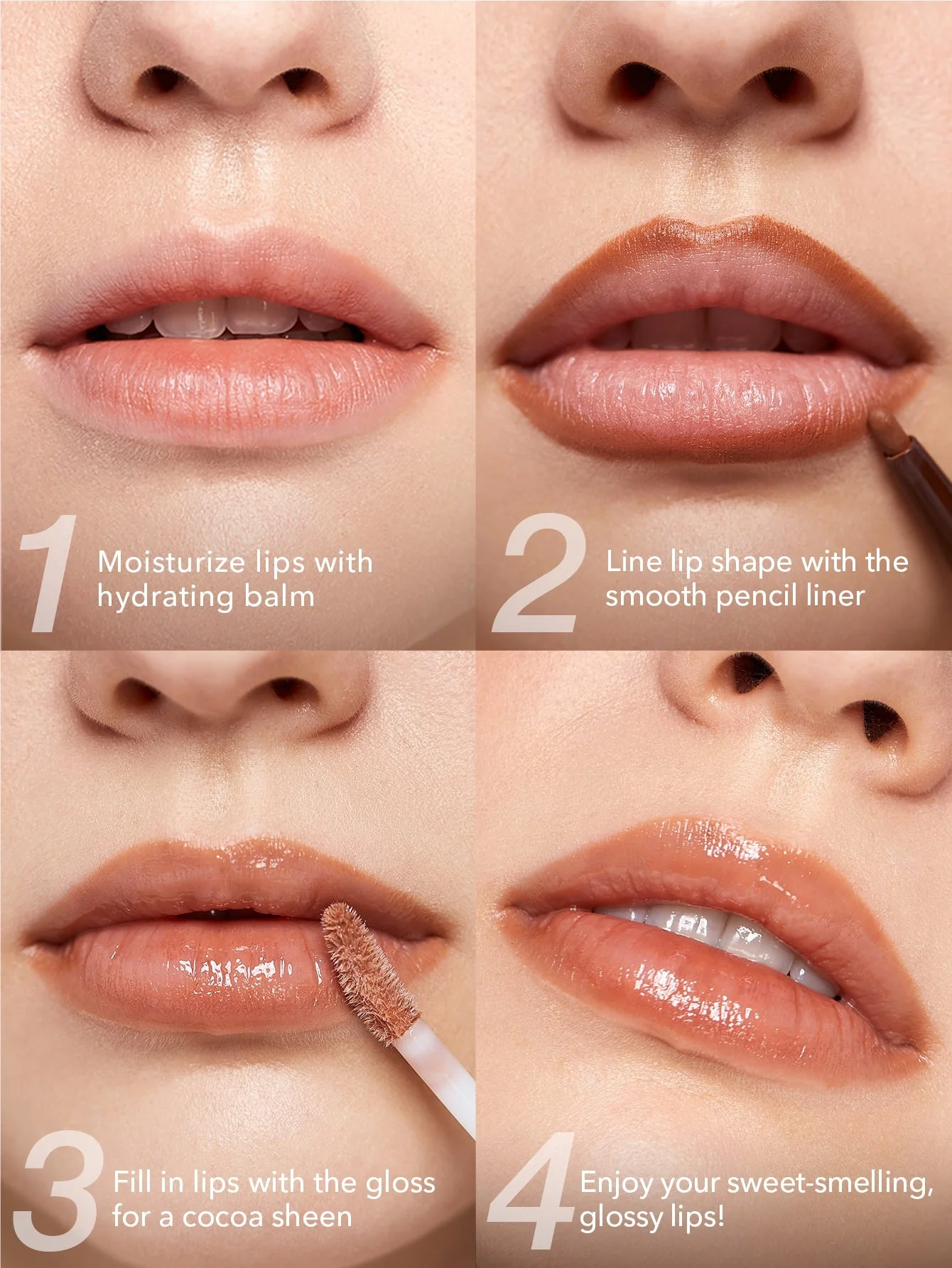 ست لیپ گلاس و خط لب شیگلم با رایحه کاکائو COCOA KISS  رنگ brownie bite
