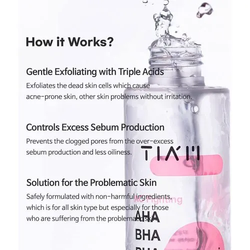 تونر ضد جوش تیام TIAM AC Fighting AHA BHA PHA Toner|  لایه بردار و پاکسازی منافذ