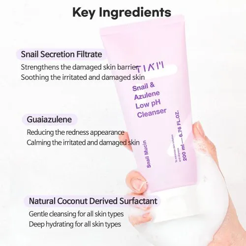 ژل شوینده حلزون و آزولن تیام TIAM Snail Azulene Low pH Cleanser