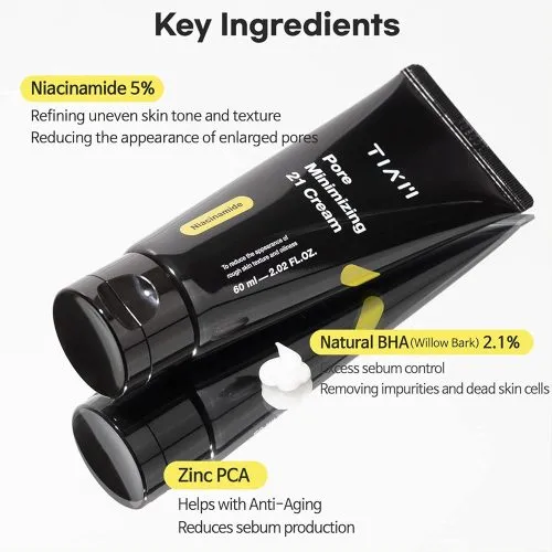 کرم کنترل منافذ و روشن کننده تیام TIAM Pore Minimizing 21 Cream